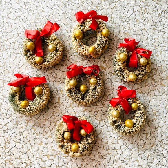 Vintage and an excellent condition set of 7 flocked forest green bottle brush - Picture 2 of 4